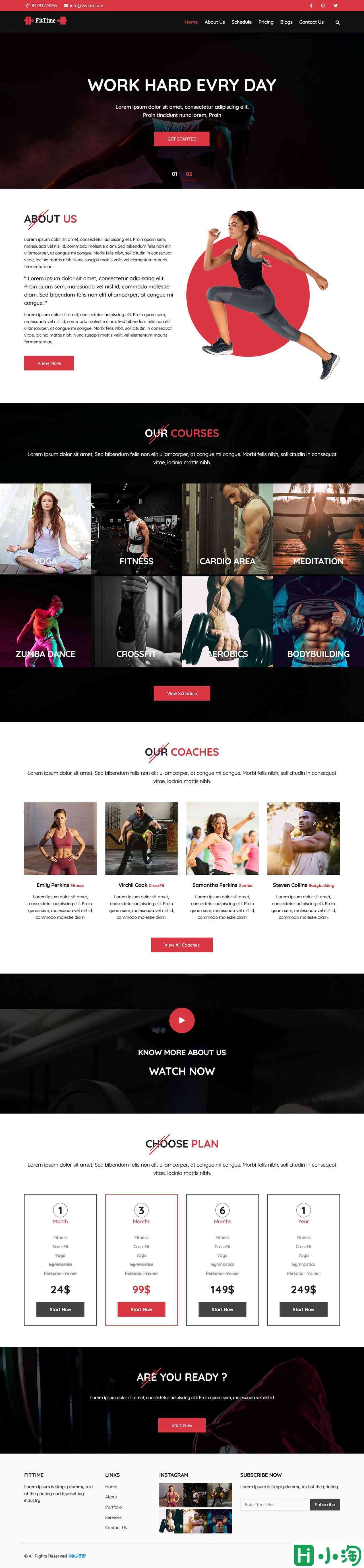 健身时刻健身馆网站模板-PC预览